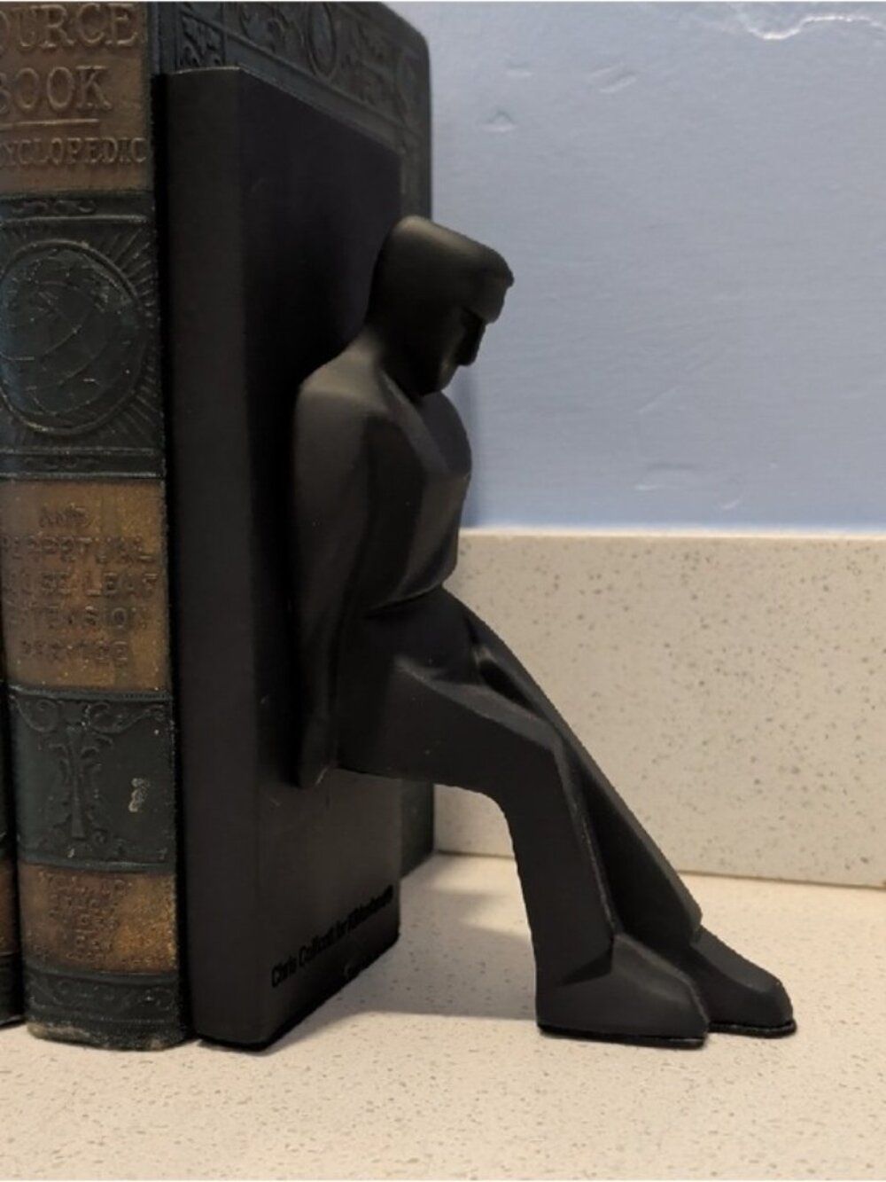 Chris Collicott Bookends Pair Man Woman Sculpture Black Art Deco Cubist Realism - Picture 3 of 16